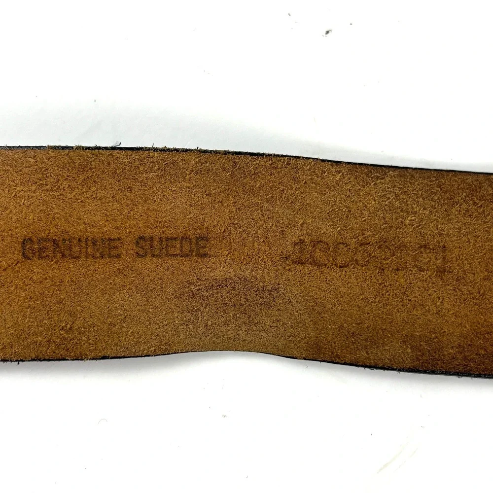 Dante Belt Mens 30 Navy Blue Genuine Suede Leather Silver Oval‎ Buckle Vintage